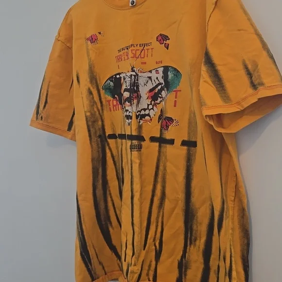 Travis Scott Orange Tie-Dye Butterfly Skull Tee - Picture 5 of 7